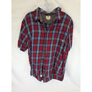 Vans Off the Wall Mens Red/Blue Plaid Short Sleeve Button Down Size L
